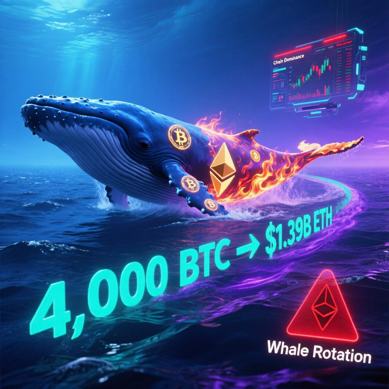 Bitcoin Whale Swaps 4,000 BTC for Ethereum — $1.39B Rotation Sparks Altseason Fears