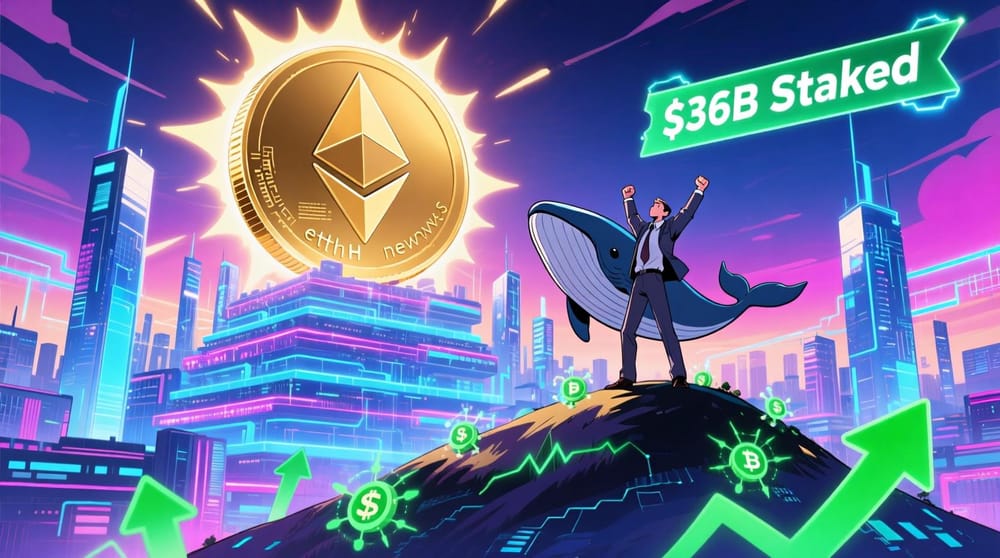 Ethereum Whales Dive In: Staking Soars Past $36 Billion Amid Surge in Network Strength post image