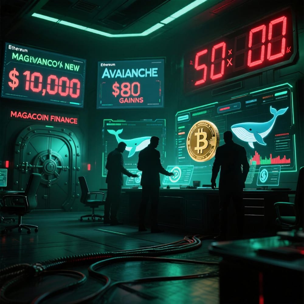 Whales Pounce on MAGACOIN FINANCE as Ethereum & Avalanche Charge Toward $10K and $80 post image