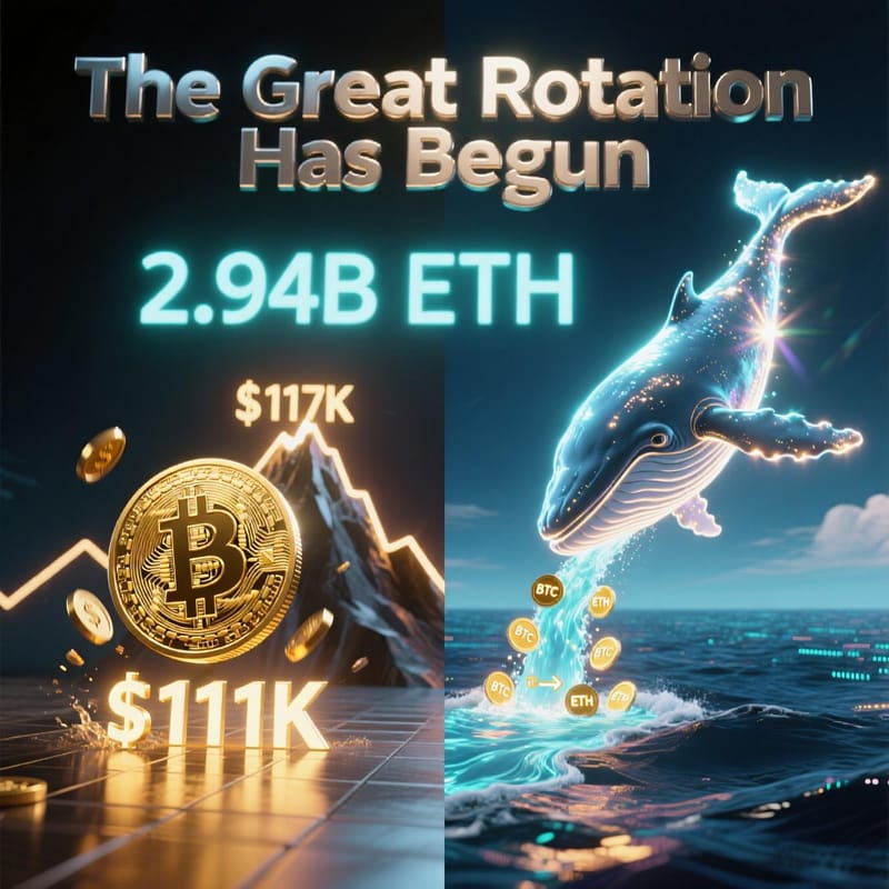Bitcoin Bounces to $117K Target as Whale Dumps $437M BTC to Buy $443M ETH post image